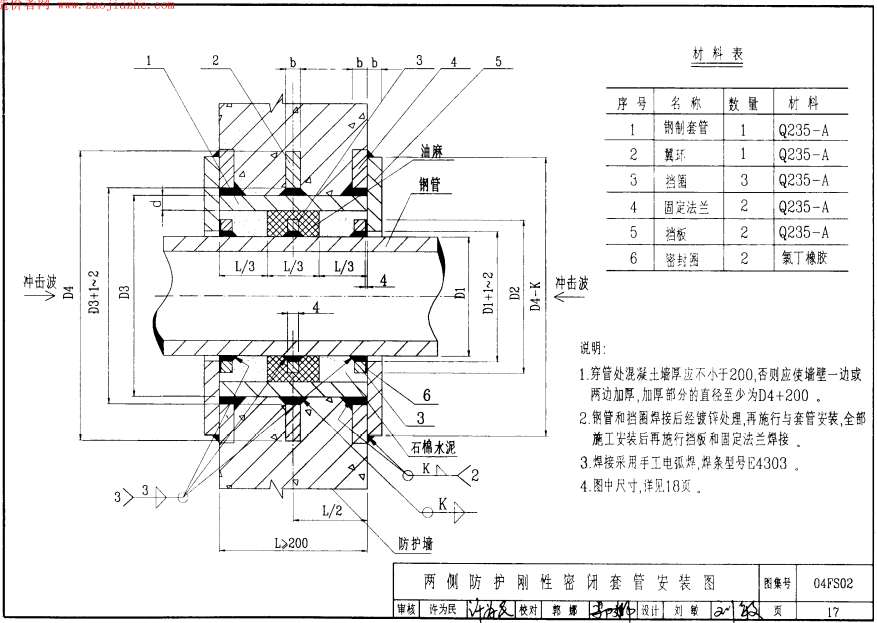 防護密閉套管安裝示意圖